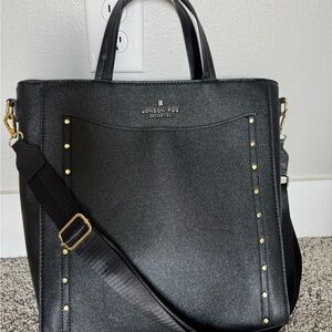 London Fog Black Tote with Gold Stud Details
